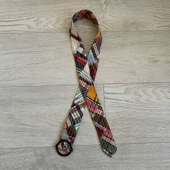 J. Crew Colorful Preppy Madras Plaid Patchwork Quilt Belt - Picture 14 of 16